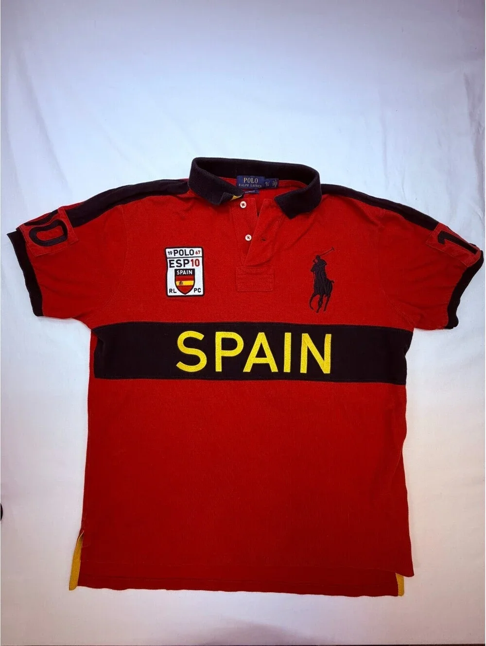 Ralph Lauren Men's Polo Shirt ESP #10 Spain Embroidered Custom Fit XL Red